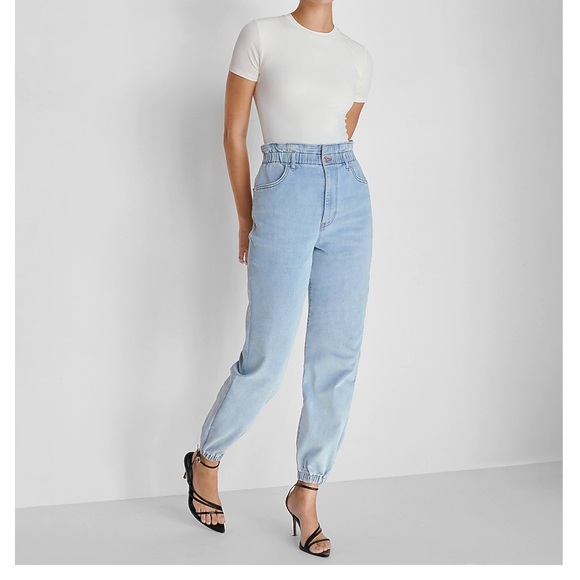Express || Super High Waisted Jean Joggers - Picture 1 of 3